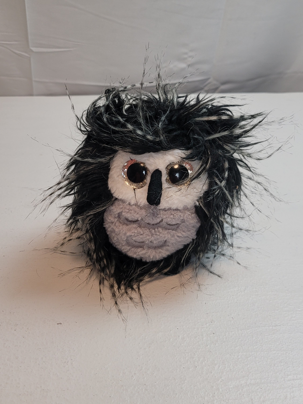 GANZ Black and Gray Fuzzy Owl Plush